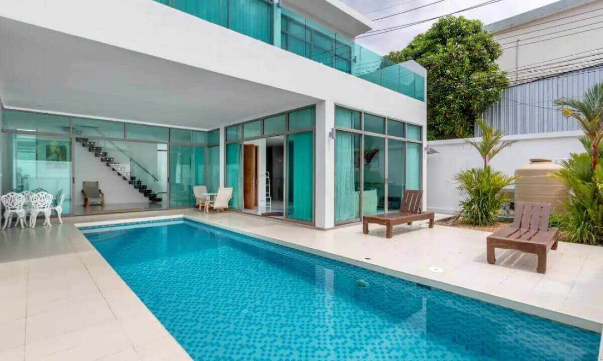 4_to_5_bedroom_modern_pool_villa_for_sale_from_owner_10_minutes_walk_kamala_beach_phuket_thai_residential_street_view_partial_undercover_pool
